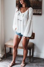 Load image into Gallery viewer, White V-neck Long Sleeve Loose Blouse
