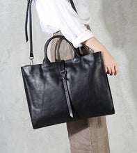 Load image into Gallery viewer, Leather Crossbody Bag Black Briefcase
