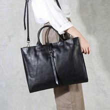 Load image into Gallery viewer, Leather Crossbody Bag Black Briefcase
