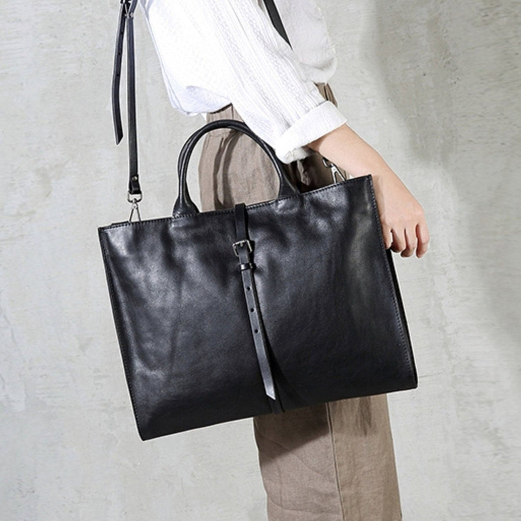 Leather Crossbody Bag Black Briefcase