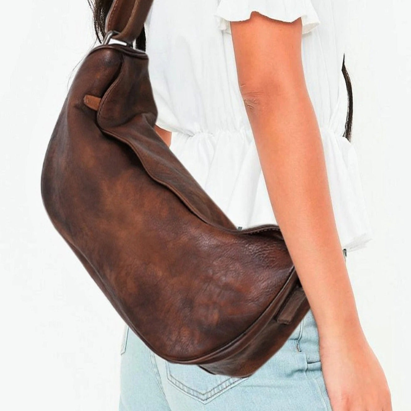 Leather Crossbody Sling Bag For Women
