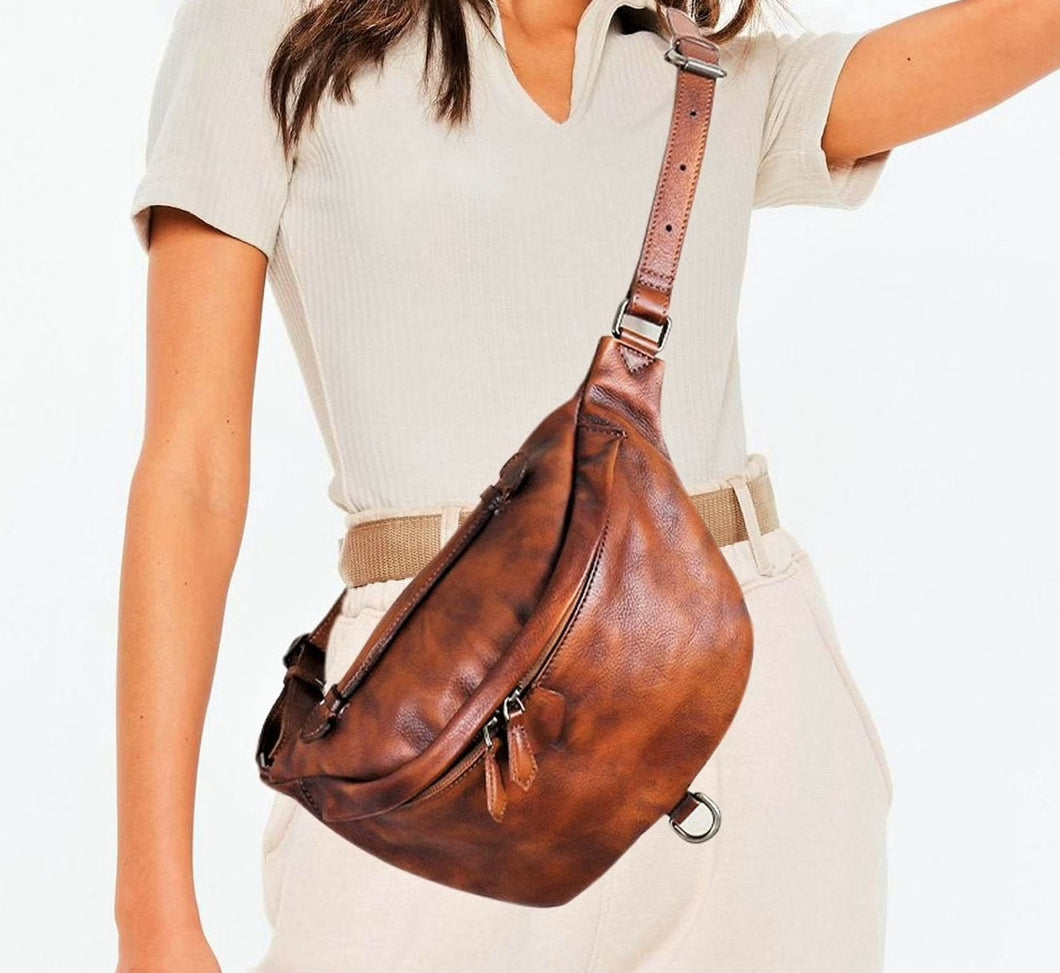 Leather Hip Zipper Bag
