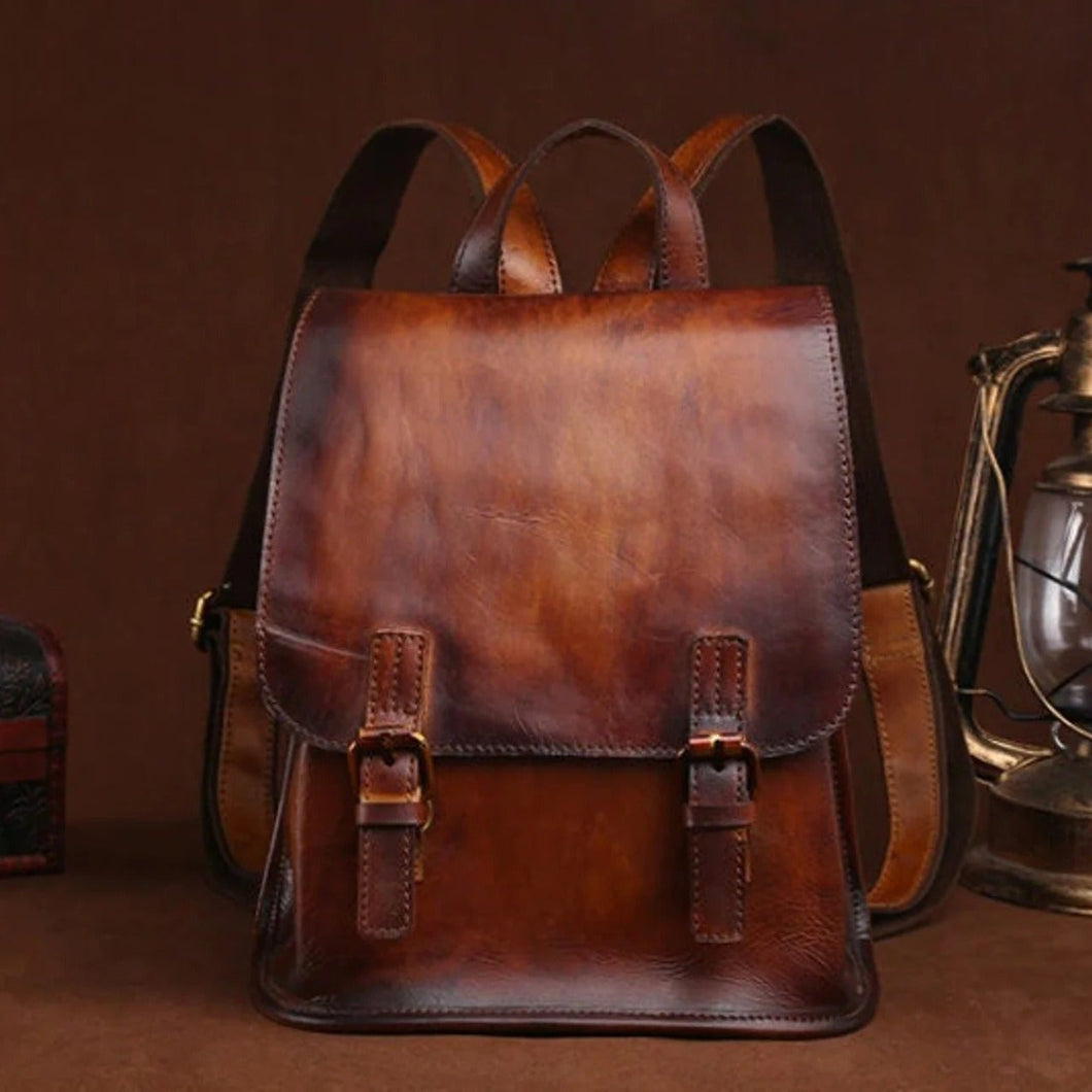 Rustic Cowhide Leather Backpack