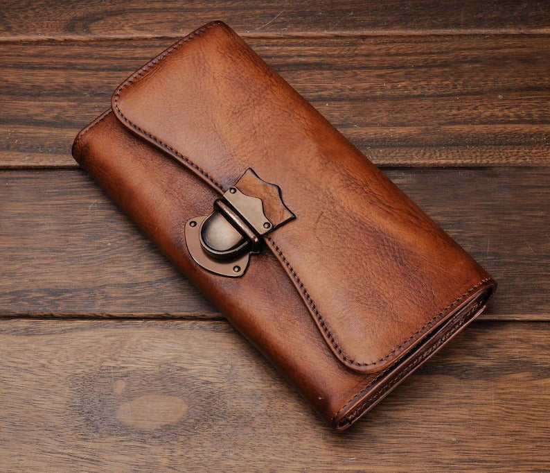 Women's Trifold Leather Long Wallet Purse Clutch