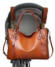 Load image into Gallery viewer, Brown Leather Diaper Bag
