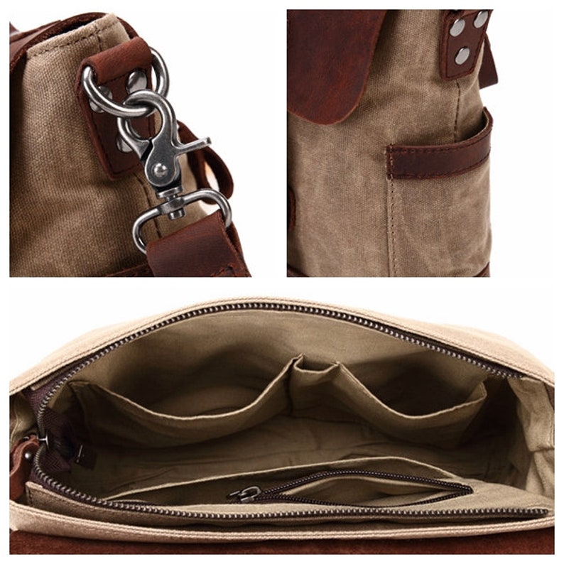 Waxed Canvas Messenger Bag Men Satchel Briefcase
