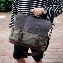 Load image into Gallery viewer, Waxed Canvas Messenger Bag Men Satchel Briefcase
