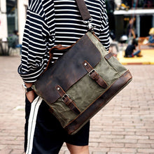 Load image into Gallery viewer, Waxed Canvas Messenger Bag Men Satchel Briefcase
