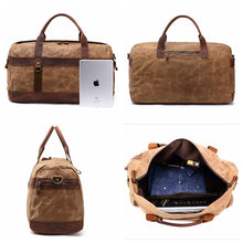 Load image into Gallery viewer, Waxed Canvas Duffle Bag Monogrammed Weekend Bag
