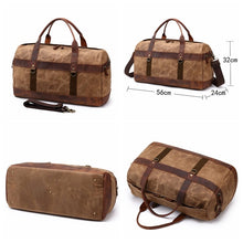 Load image into Gallery viewer, Waxed Canvas Duffle Bag Monogrammed Weekend Bag
