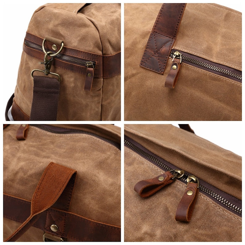 Waxed Canvas Duffle Bag Monogrammed Weekend Bag