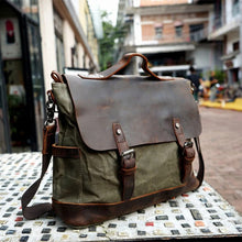 Load image into Gallery viewer, Waxed Canvas Messenger Bag Men Satchel Briefcase
