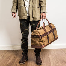Load image into Gallery viewer, Waxed Canvas Duffle Bag Monogrammed Weekend Bag
