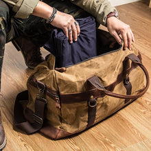 Load image into Gallery viewer, Waxed Canvas Duffle Bag Monogrammed Weekend Bag
