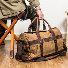 Load image into Gallery viewer, Waxed Canvas Duffle Bag Monogrammed Weekend Bag
