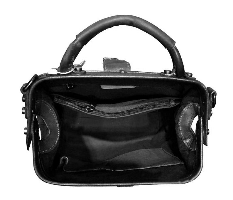 Black Convertible Crossbody Leather Backpack Purse Doctor Bag
