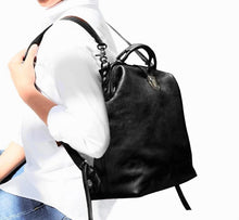 Load image into Gallery viewer, Black Convertible Crossbody Leather Backpack Purse Doctor Bag
