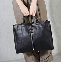 Load image into Gallery viewer, Leather Crossbody Bag Black Briefcase

