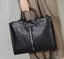 Load image into Gallery viewer, Leather Crossbody Bag Black Briefcase
