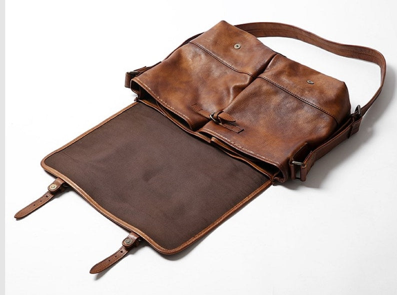 Leather Messenger Diaper Bag