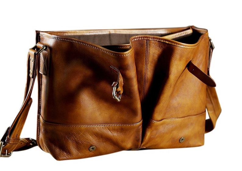Leather Messenger Diaper Bag
