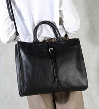 Load image into Gallery viewer, Leather Crossbody Bag Black Briefcase
