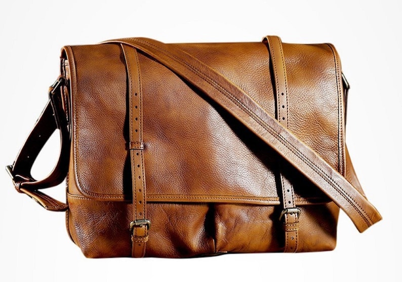 Leather Messenger Diaper Bag