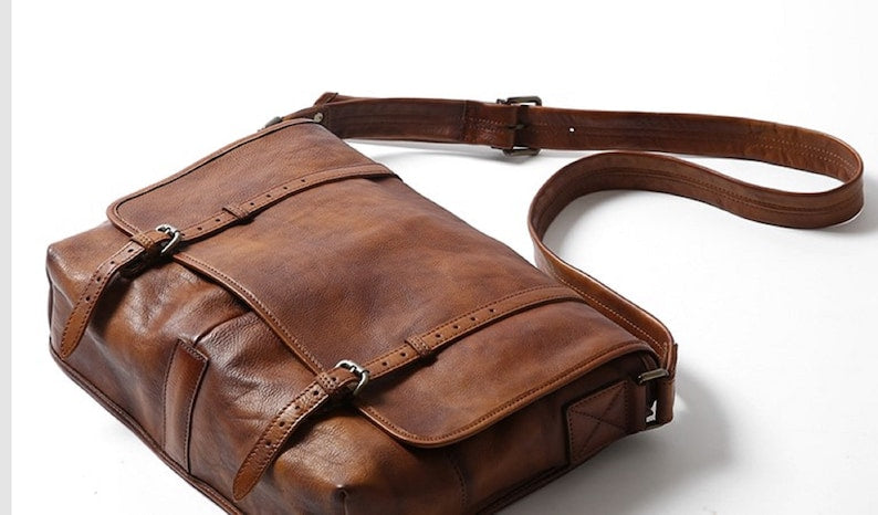 Leather Messenger Diaper Bag