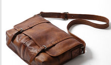Load image into Gallery viewer, Leather Messenger Diaper Bag
