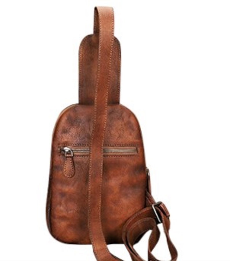 Leather Sling Crossbody Backpack