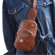 Load image into Gallery viewer, Leather Sling Crossbody Backpack
