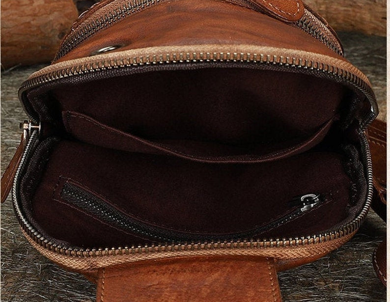 Leather Sling Crossbody Backpack