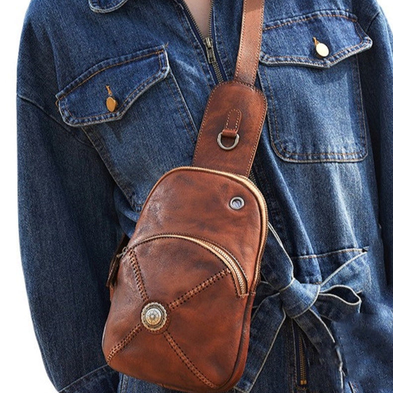 Leather Sling Crossbody Backpack