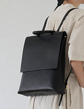 Load image into Gallery viewer, Black Leather Backpack Women

