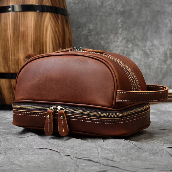 Leather Toiletry Bag – Dopp Kit Groomsman Gift, Boyfriend & Dad Christmas Gift
