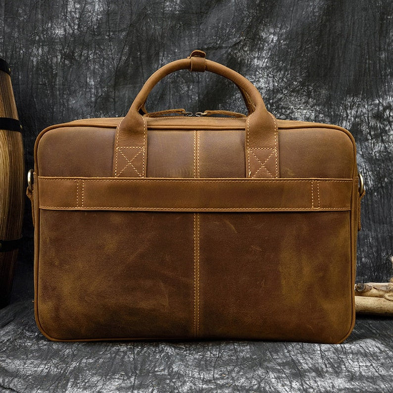 Handmade Vintage Leather Handbag Briefcase Messenger Bag Men
