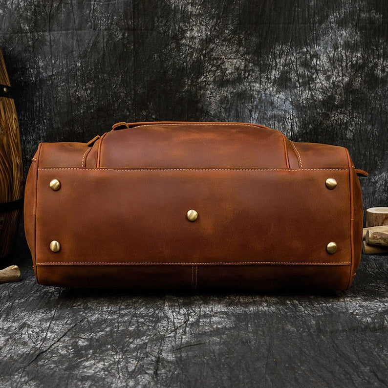 Handmade Full Grain Leather Travel Duffle Bag