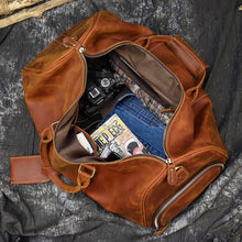 Load image into Gallery viewer, Groomsman Gift Duffle Handmade Full Grain Leather Travel Bag
