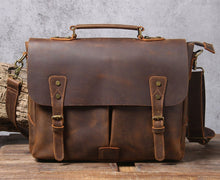 Load image into Gallery viewer, Handmade Full Grain Rustic Leather Messenger Bag
