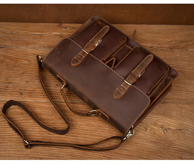 Handmade Full Grain Leather Briefcase Leather Messenger Bag