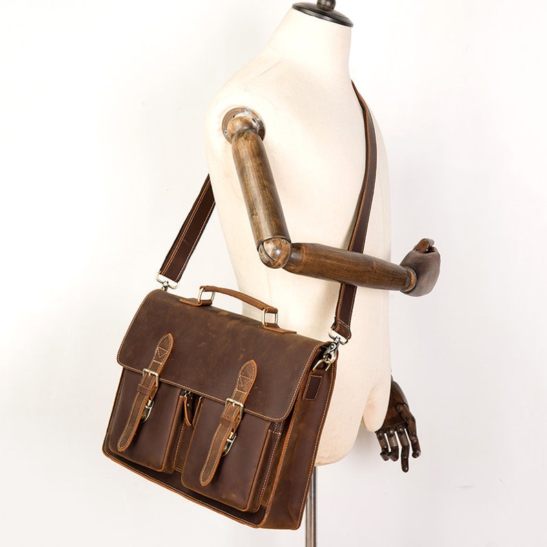 Handmade Full Grain Leather Briefcase Leather Messenger Bag