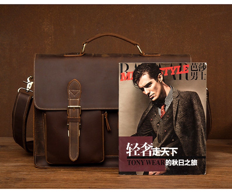Handmade Full Grain Leather Briefcase Leather Messenger Bag
