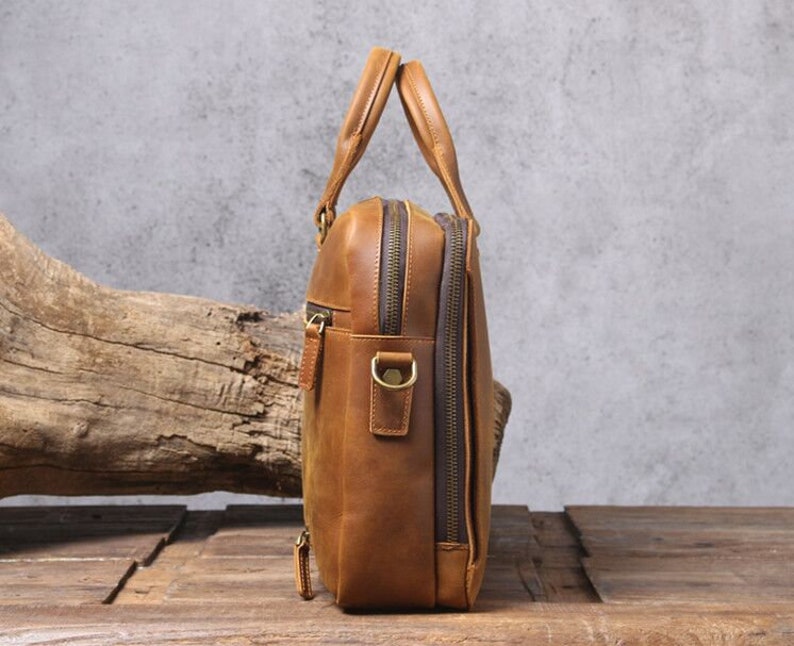 Handmade Vintage Leather Laptop Bag Men Briefcase