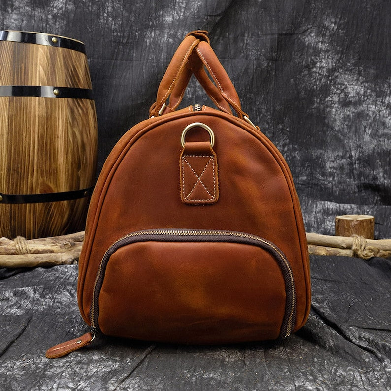 Groomsman Gift Duffle Handmade Full Grain Leather Travel Bag