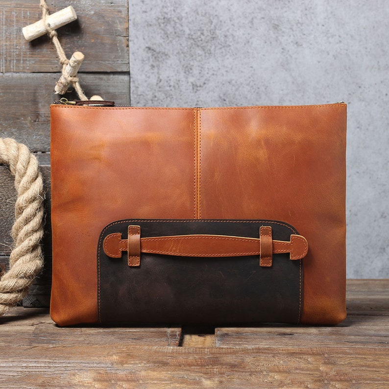 Groomsmen Gift Leather Laptop Bag Clutch