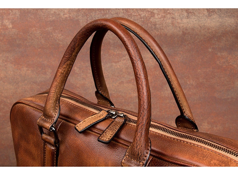 Handmade Full Grain Leather Messenger Bag Mens Leather Briefcase