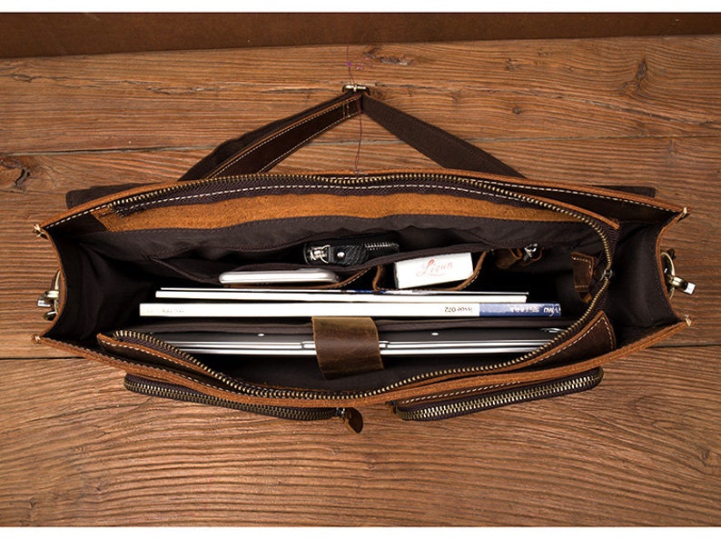 Handmade Full Grain Leather Briefcase Leather Messenger Bag
