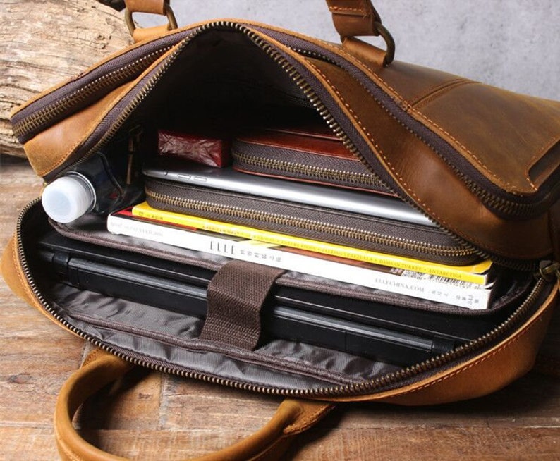 Handmade Vintage Leather Laptop Bag Men Briefcase