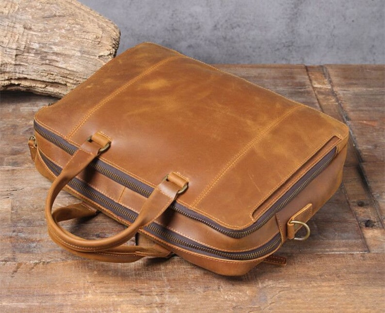 Handmade Vintage Leather Laptop Bag Men Briefcase