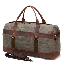 Load image into Gallery viewer, Waxed Canvas Duffle Bag Monogrammed Weekend Bag
